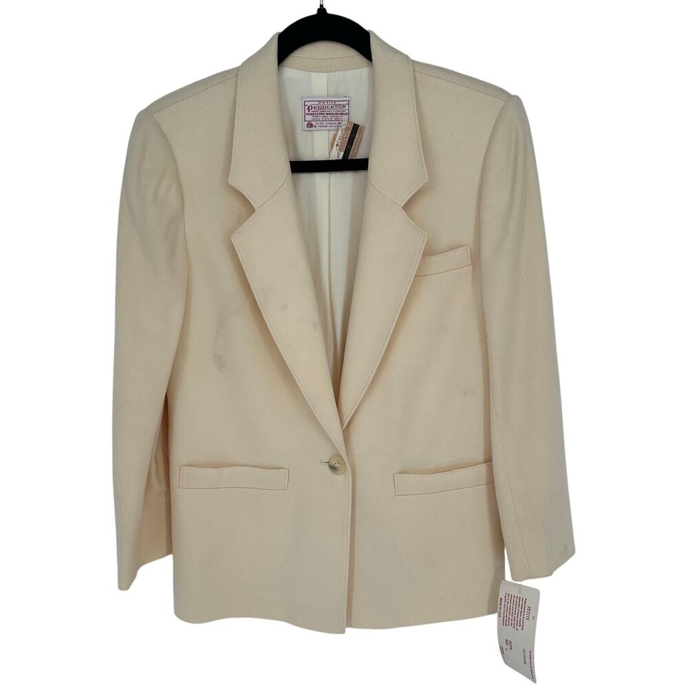 Pendleton Vintage NWT Wool Blazer Jacket Womens 4P Tailored Off White Suit Coat